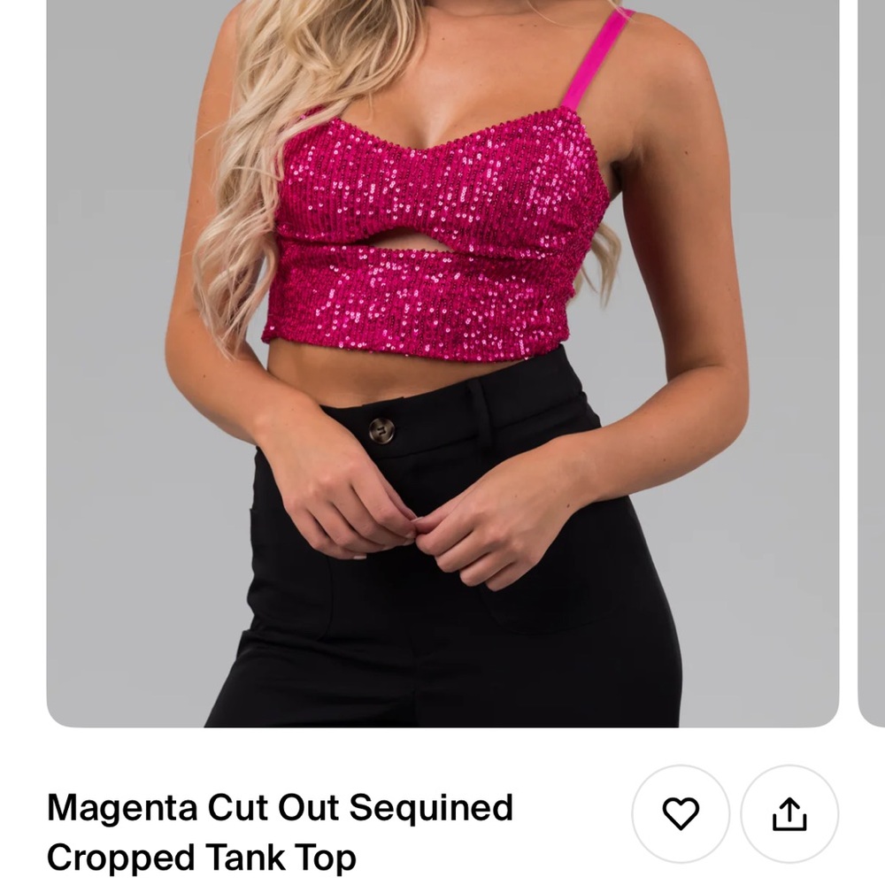 Sequin Magenta Cropped Tank Top